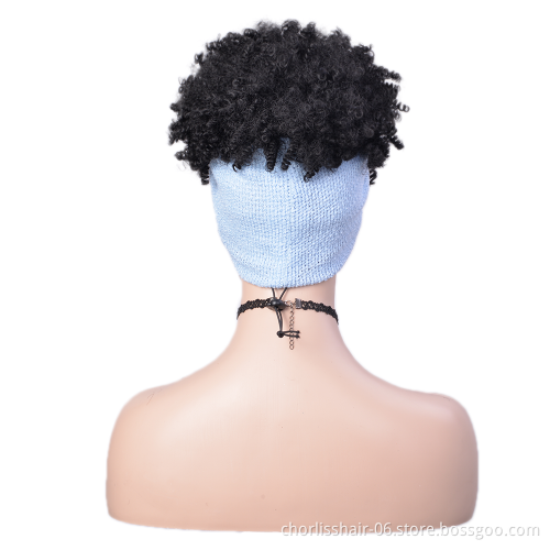 Wholesale Ombre Turban Short Synthetic Headband Wigs Afro Wig Kinky Curly Synthetic Wig With Headband Attached For Black Women